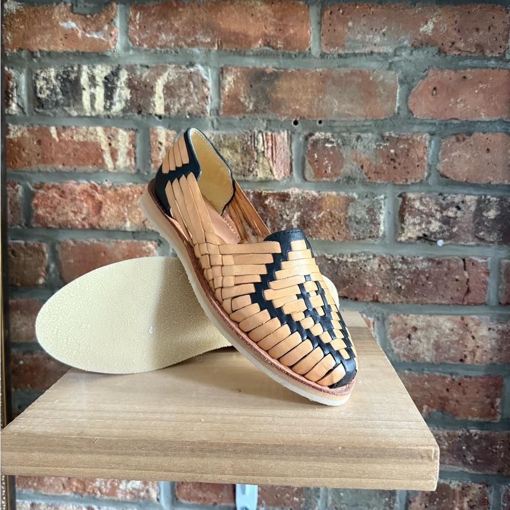 BRAND NEW Huaraches:  Tan and Black Woven Sandals